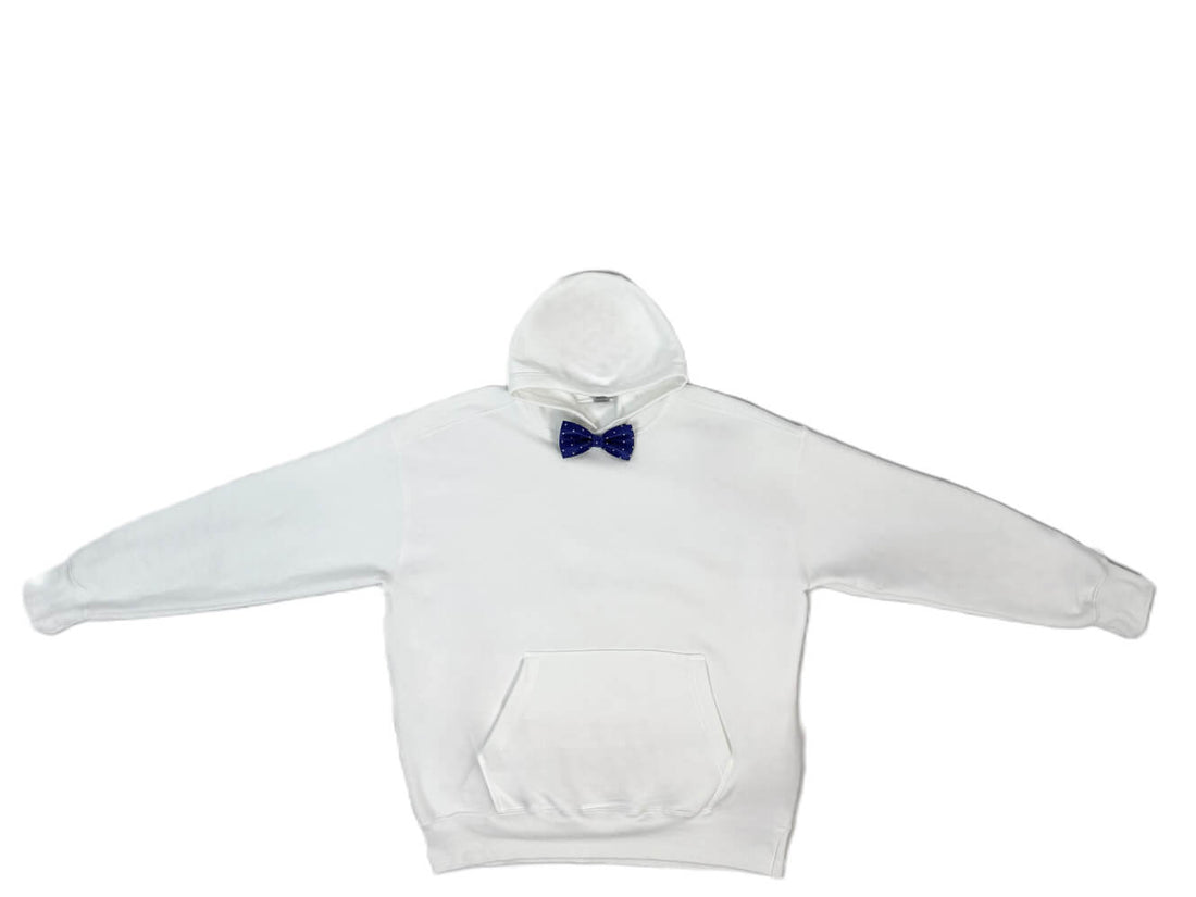 Classic white with blue bowtie